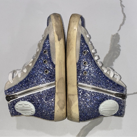 Golden Goose blue glitter Francy high-top sneakers - Picture 8 of 12